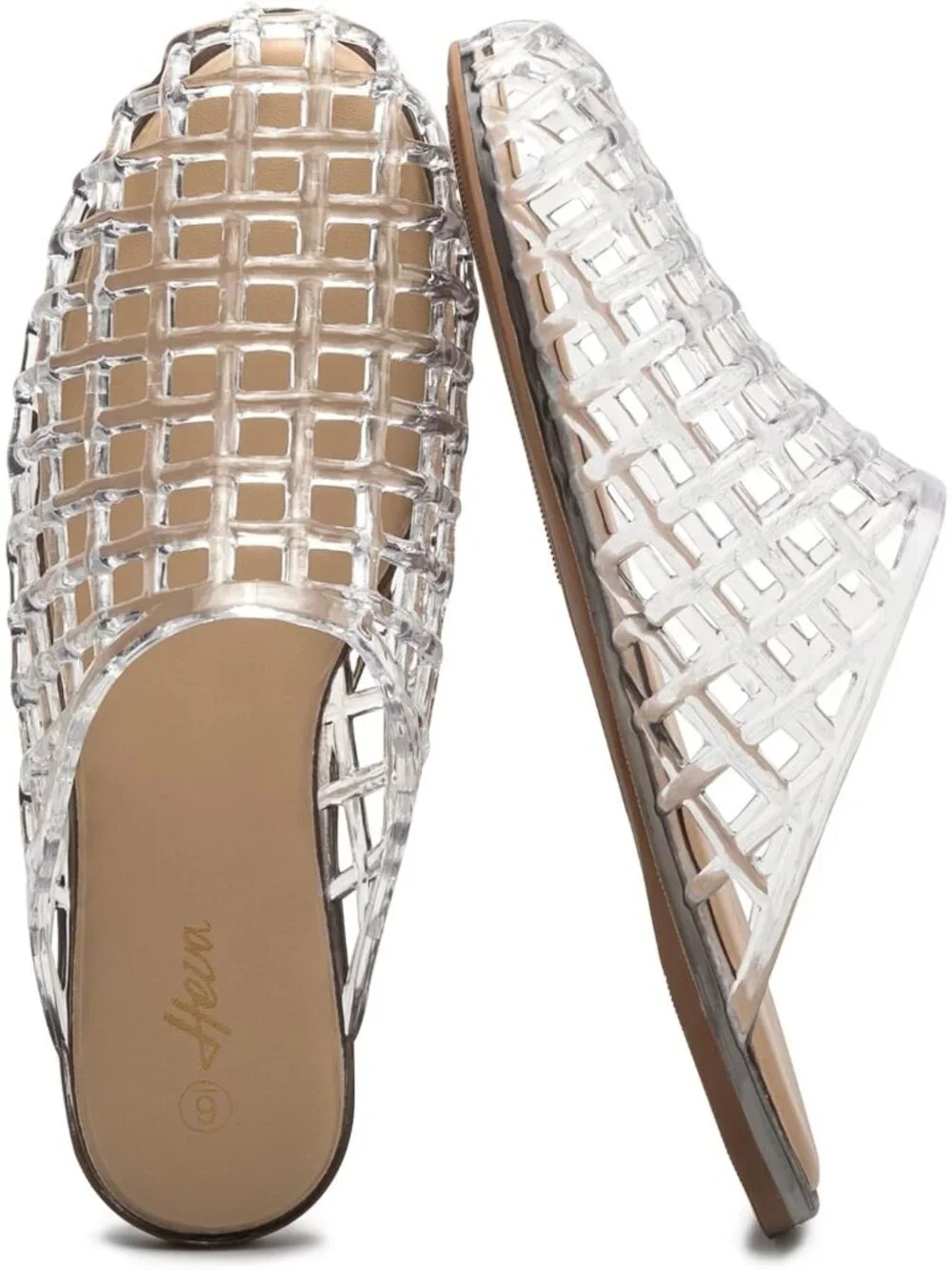Women's Transparent Clear Mesh Hollow Slip On Closed Toe Jelly Casual Sandals